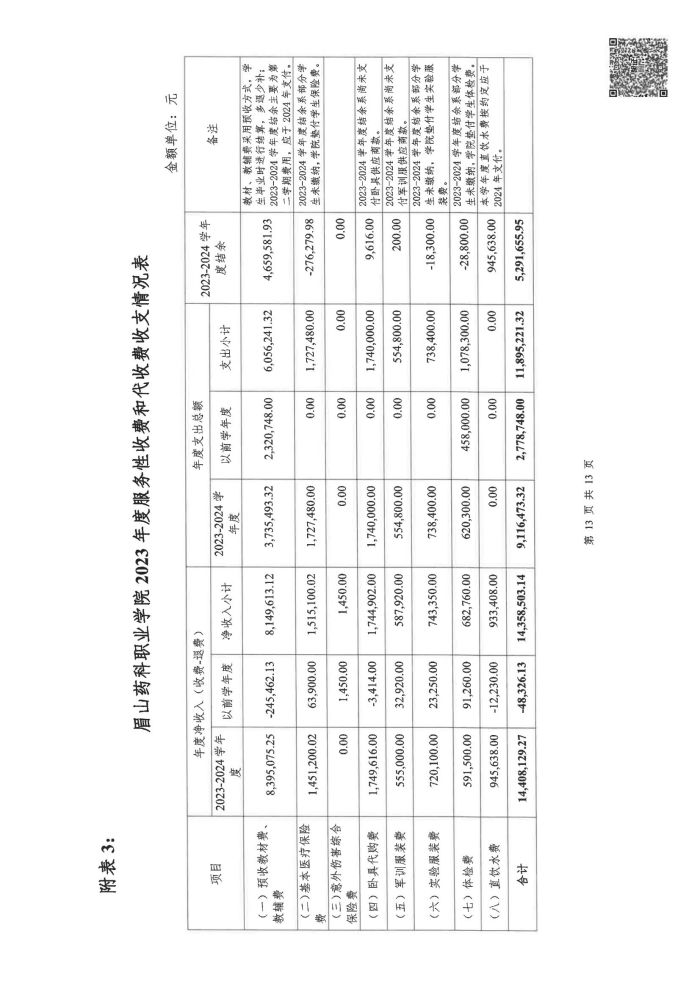 眉山药科职业学院2023年度服务性收费和代收费收支情况专项审计报告_13.jpg